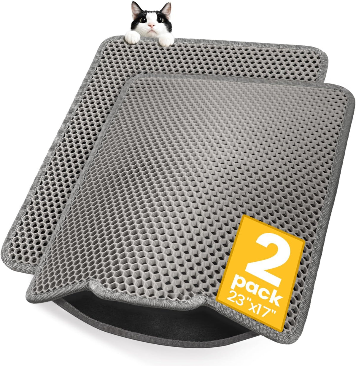 EVA Waterproof Double-Layer Cat Litter Mat with Raised Front Lip