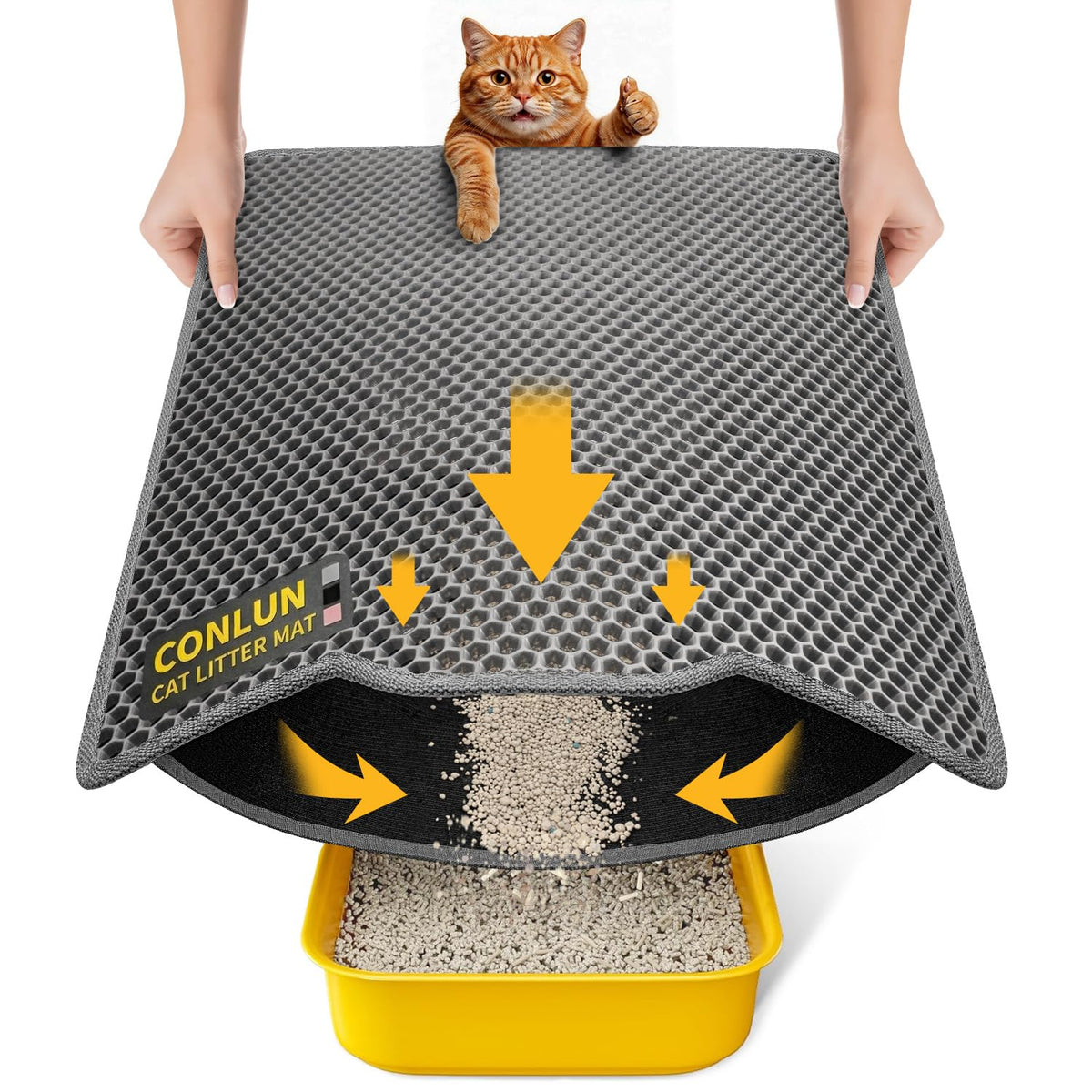 EVA Waterproof Double-Layer Cat Litter Mat with Raised Front Lip