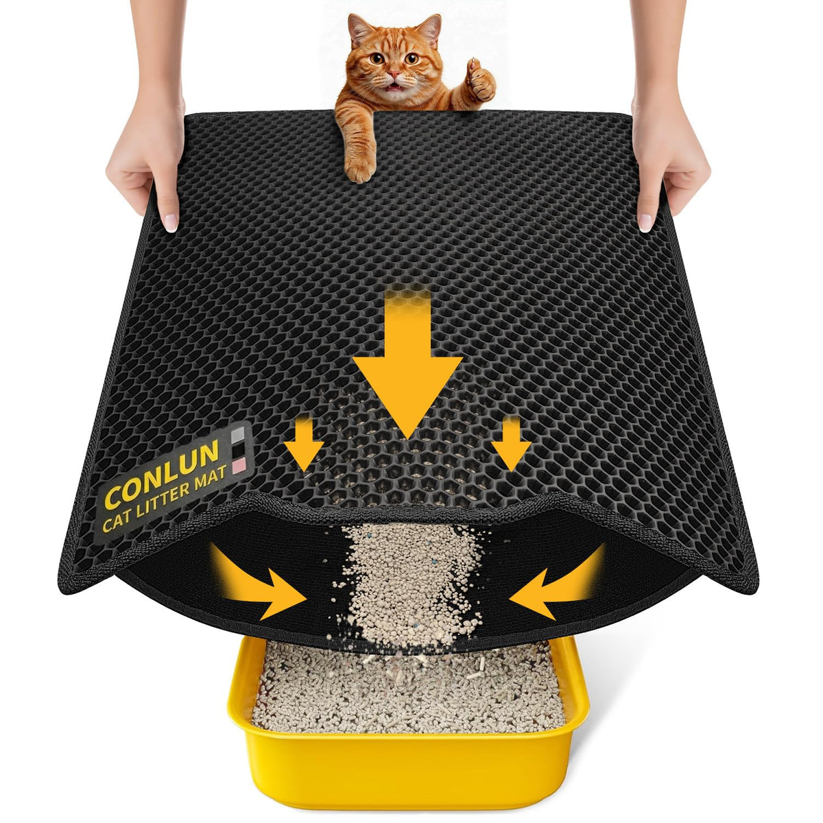 EVA Waterproof Double-Layer Cat Litter Mat with Raised Front Lip