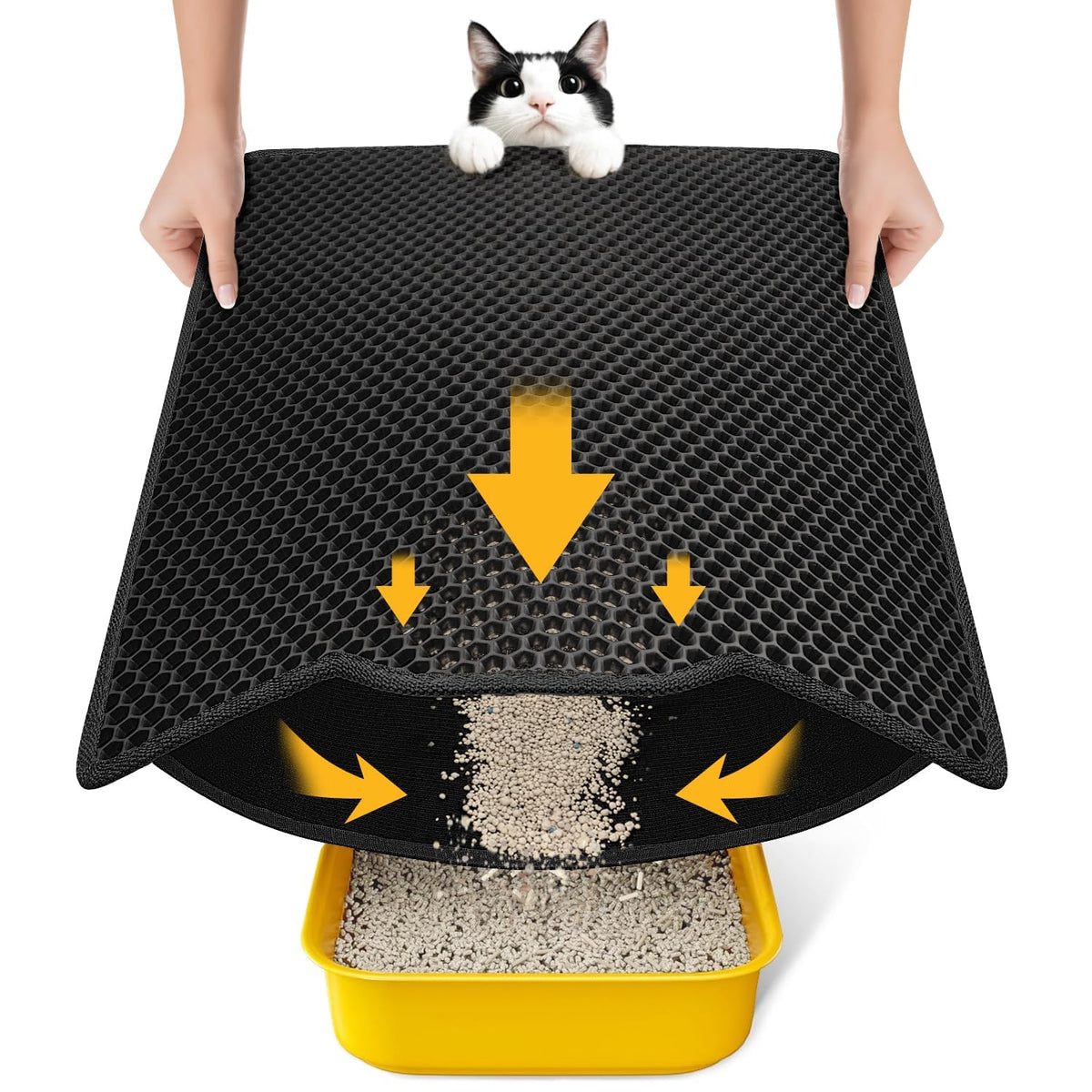 EVA Waterproof Double-Layer Cat Litter Mat with Raised Front Lip