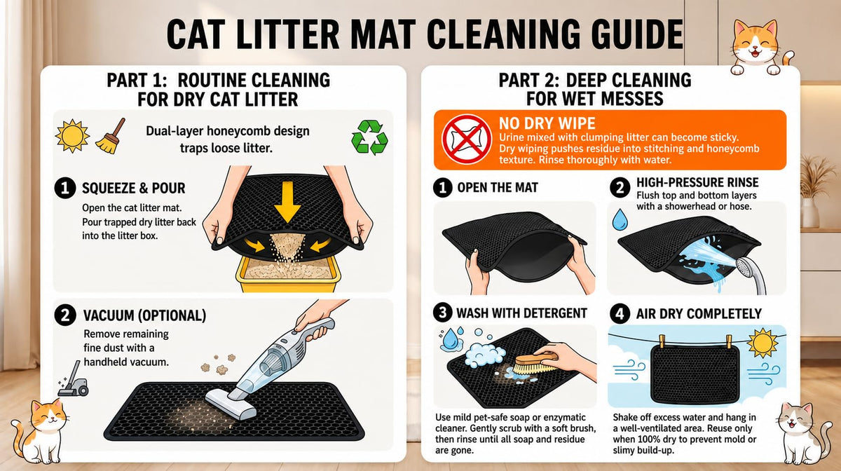 EVA Waterproof Double-Layer Cat Litter Mat with Raised Front Lip