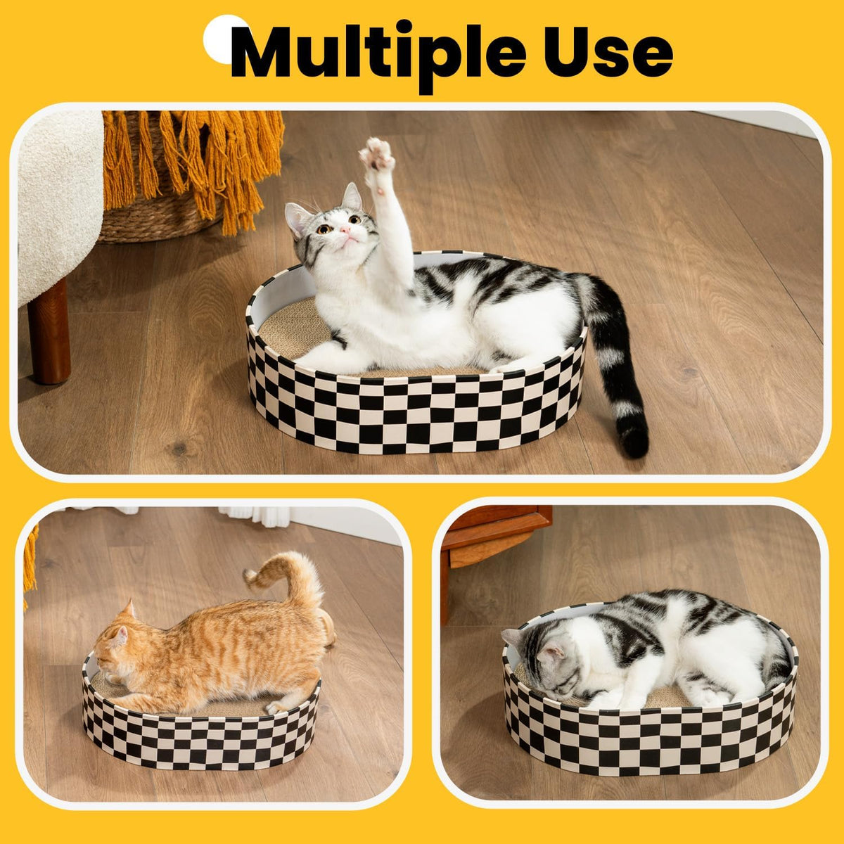 Oval Cat Scratcher Bed with Replaceable Cardboard Pads
