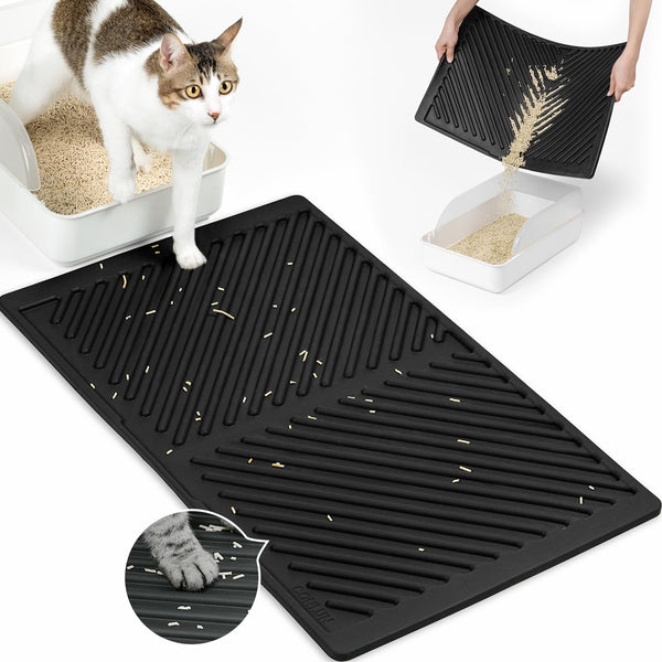 Silicone Cat Litter Mat (24"x15")丨Cat Litter Mat Kitty Litter Mat for Trapping Litter丨Single Layer Easy-to-Clean Cat Mats for Litter丨Waterproof, Soft on Paws