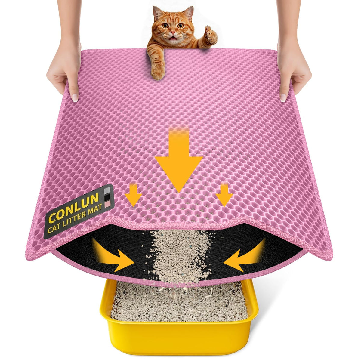 EVA Waterproof Double-Layer Cat Litter Mat with Raised Front Lip