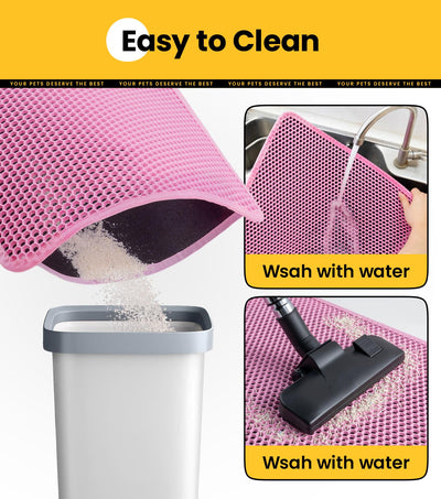 EVA Waterproof Double-Layer Cat Litter Mat with Raised Front Lip