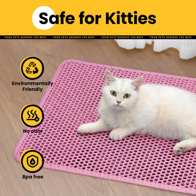 EVA Waterproof Double-Layer Cat Litter Mat with Raised Front Lip