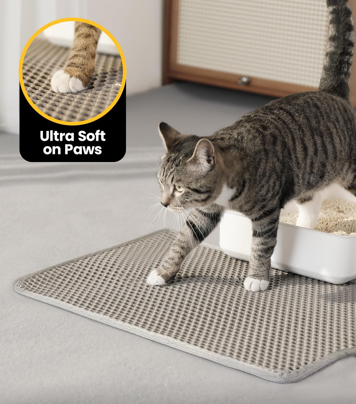 EVA Waterproof Double-Layer Cat Litter Mat with Raised Front Lip