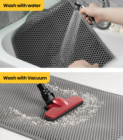 EVA Waterproof Double-Layer Cat Litter Mat with Raised Front Lip