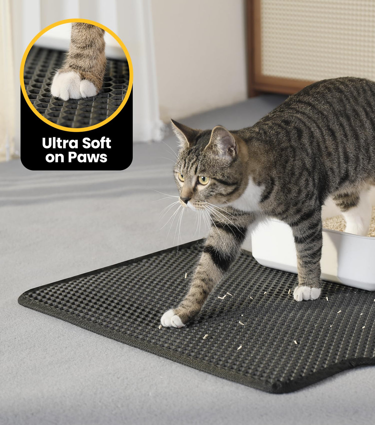 EVA Waterproof Double-Layer Cat Litter Mat with Raised Front Lip