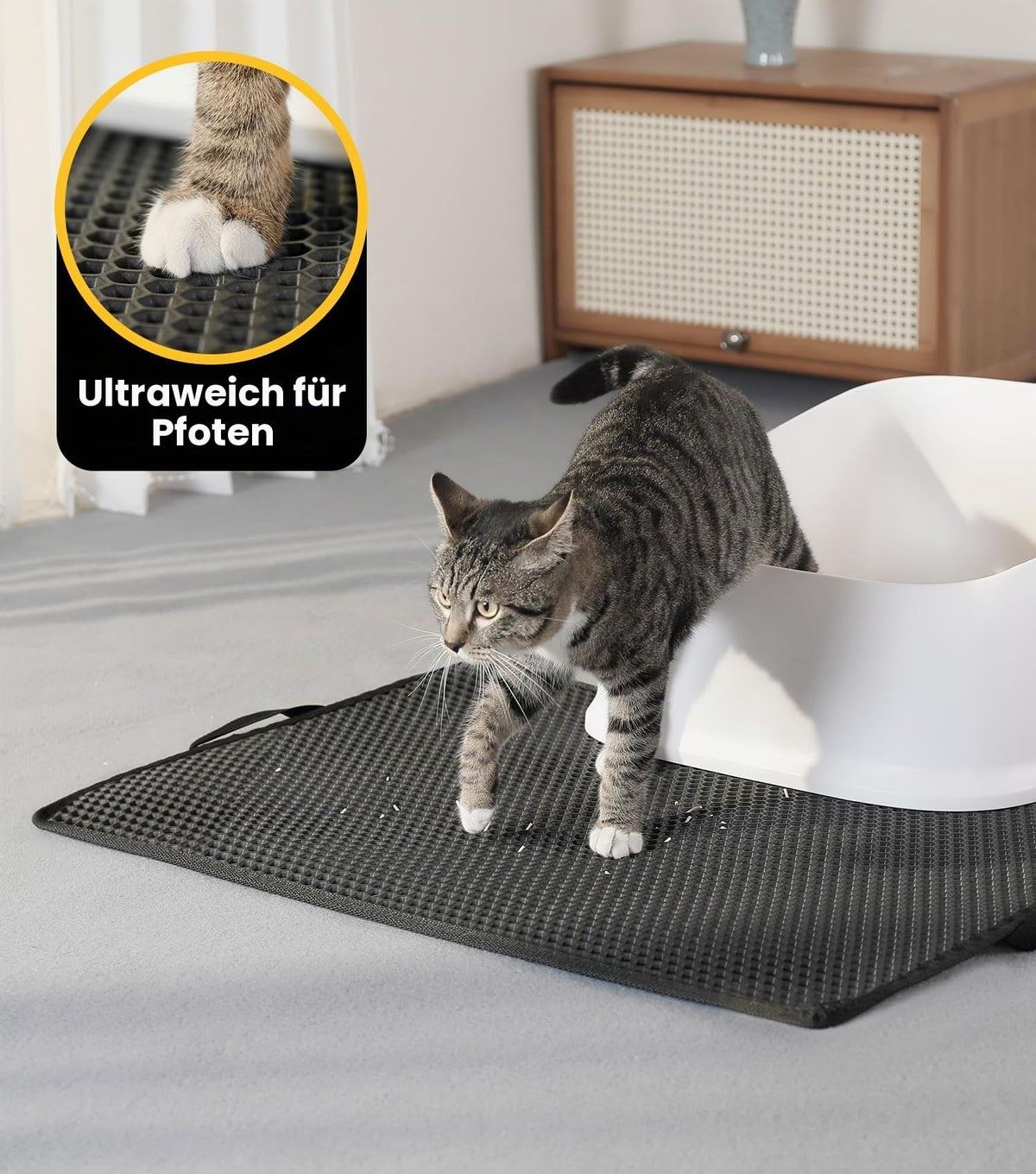 EVA Waterproof Double-Layer Cat Litter Mat with Raised Front Lip