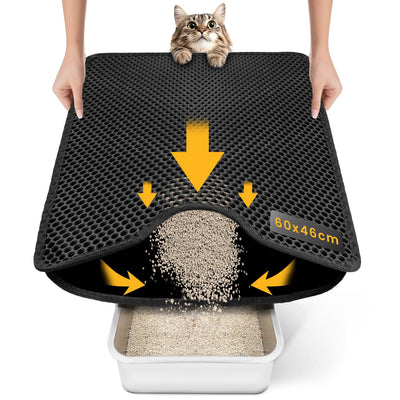 EVA Double-Layer Cat Litter Mat with Curved Front Opening