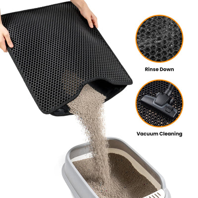 EVA Double-Layer Cat Litter Mat with Curved Front Opening