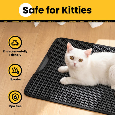 EVA Double-Layer Cat Litter Mat with Curved Front Opening