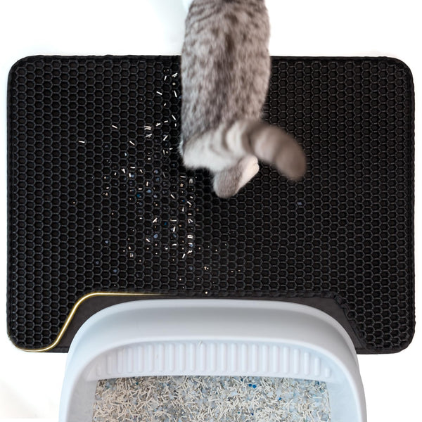 Cat Litter Trapping Mat Concave Shape Medium (23" x 17")丨Cat Litter Mat Kitty Litter Trapping Mat丨Honeycomb Double Layer丨Urine Waterproof, Easier to Clean丨Litter Box Mat Scatter Control