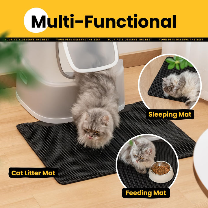 Cat Litter Trapping Mat Large (25 x 15)丨Cat Litter Mat Kitty Litter  Trapping Mat丨Honeycomb Double Layer丨Urine Waterproof, Easier to  Clean丨Litter Box