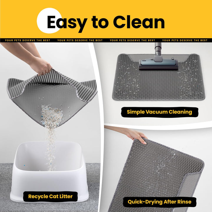 Cat Litter Trapping Mat Large (25 x 15)丨Cat Litter Mat Kitty Litter  Trapping Mat丨Honeycomb Double Layer丨Urine Waterproof, Easier to  Clean丨Litter Box