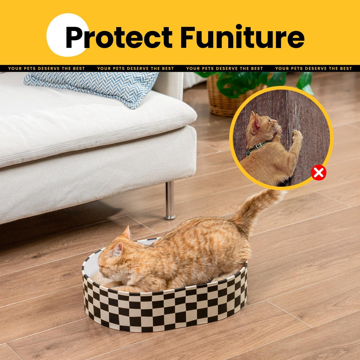 Oval Cat Scratcher Bed with Replaceable Cardboard Pads