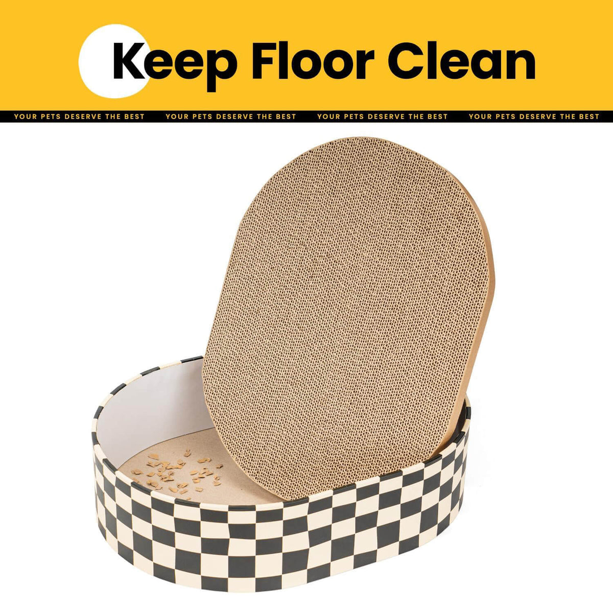 Oval Cat Scratcher Bed with Replaceable Cardboard Pads