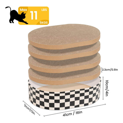 Oval Cat Scratcher Bed with Replaceable Cardboard Pads