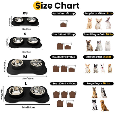 Silicone Pet Feeding Mat with Stainless Steel Bowls