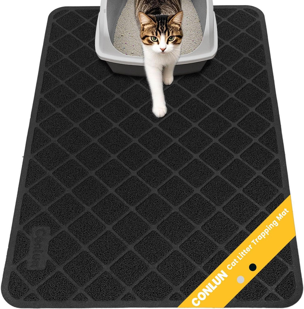 Cat Litter Mat PVC Small (24" x 17")丨Cat Litter Mat Kitty Litter Trapping Mat丨Honeycomb Double Layer丨Urine Waterproof, Easier to Clean丨Litter Box Mat Scatter Control