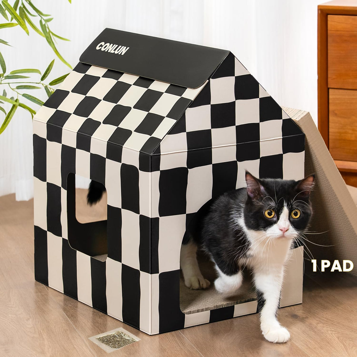Long Cardboard Cat Scratcher House