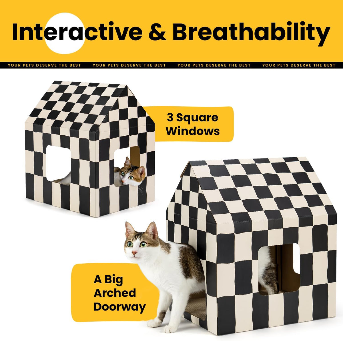 Long Cardboard Cat Scratcher House