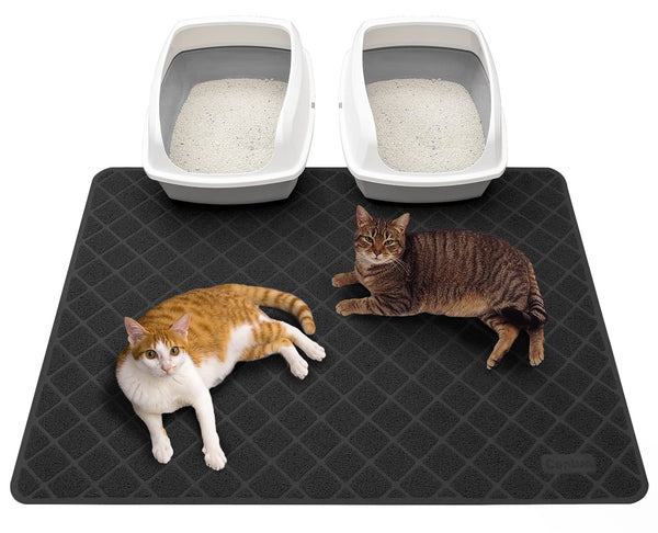 nine bull Double Layer Cat Litter Mat,Kitty Litter Trapping Mat Waterproof  Scatter Control Honeycomb Cat Litter Box Mat（22 x 15 Pink） 
