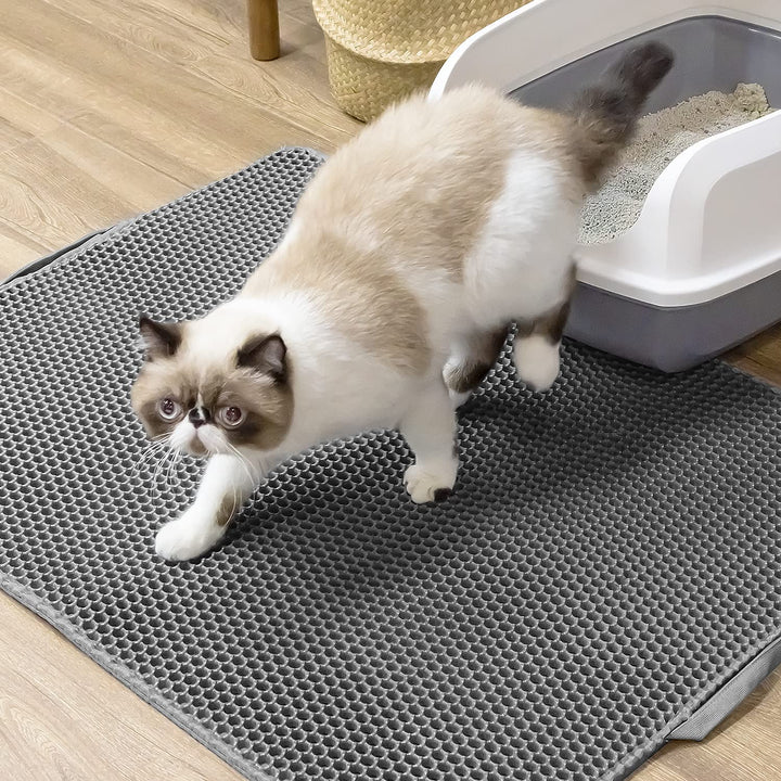 cat litter mat cat litter trapping mat honeycomb double layer design jumbo black