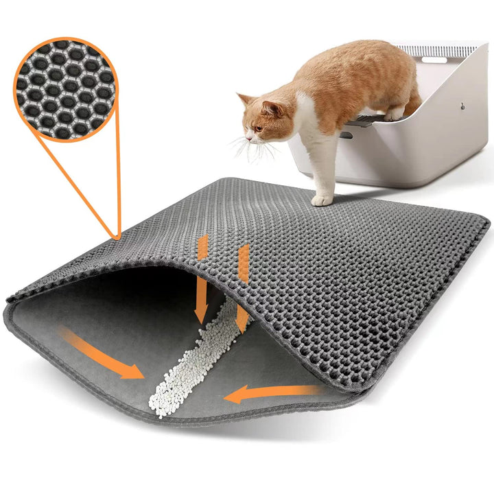 cat litter mat cat litter trapping mat honeycomb double layer design medium grey