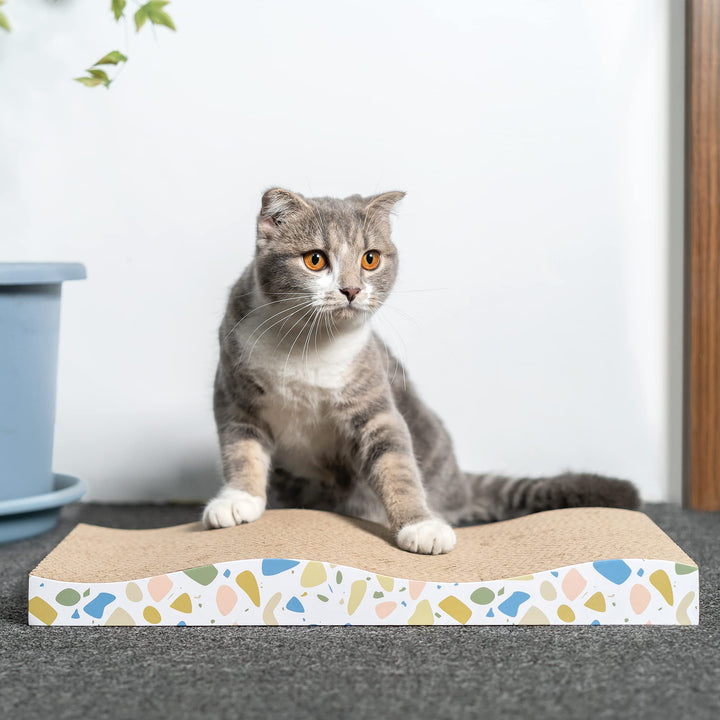 Coching Cat Scratcher Cardboard Cat Scratch Pad with Premium Scratch  Textures Design Durable Cat Scratching Pad Reversible Medium-White