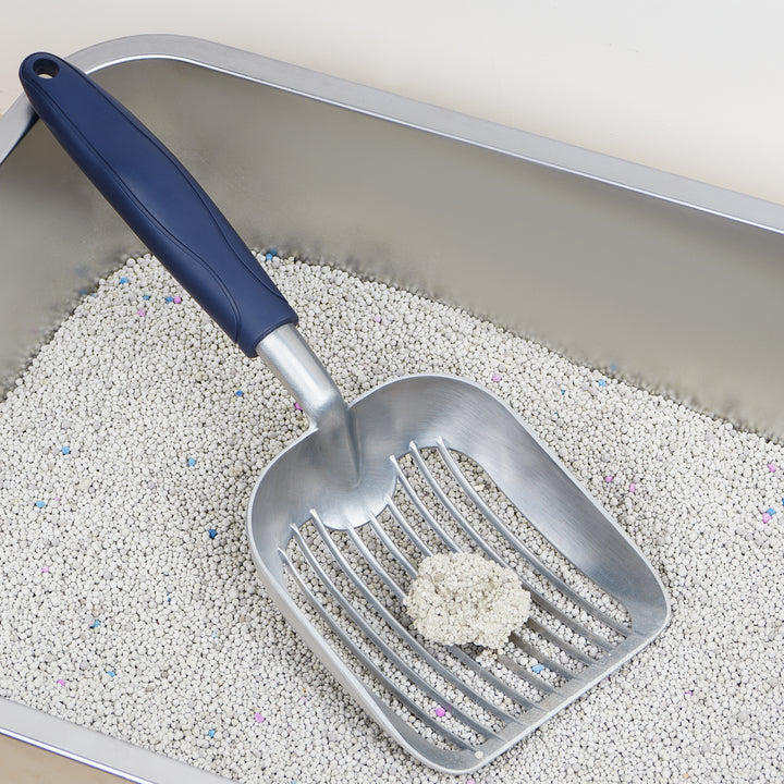 metal cat litter scoop aluminum silver Scooper for litterbox kitty poop scoop with deep shovel blue