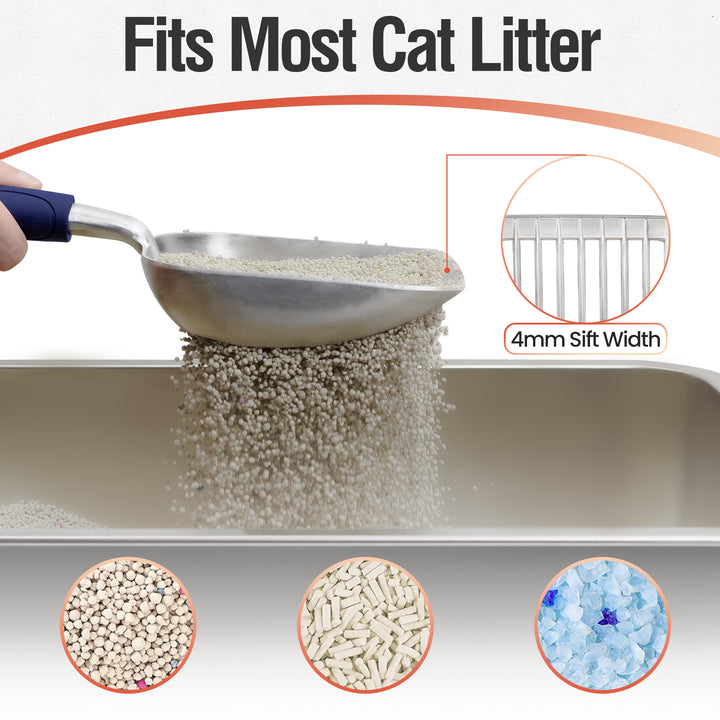 metal cat litter scoop aluminum silver Scooper for litterbox kitty poop scoop with deep shovel blue
