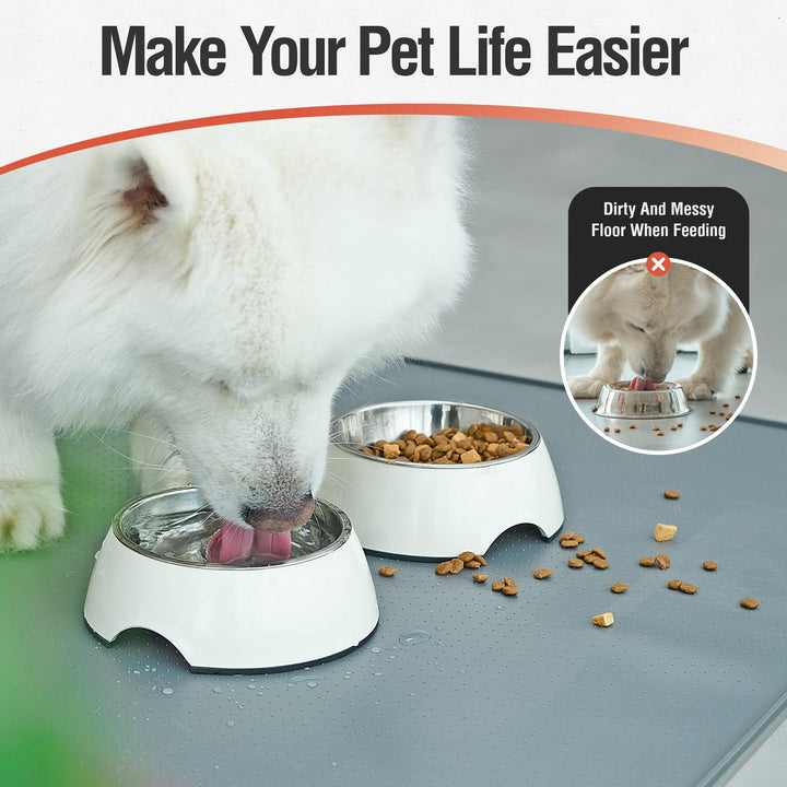 Pet Food Mat Cat Dog Puppy Silicone Feeding Non Slip Waterproof Bowl Mat  18x12in